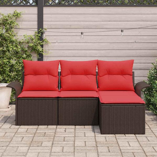 Gartensofa-set 4 stk. Braun Poly-Rattan