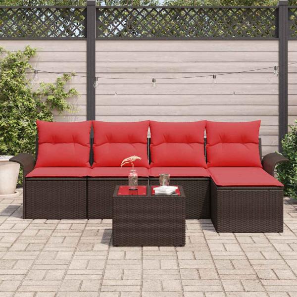 Gartensofa-set 6 stk. Braun Poly-Rattan