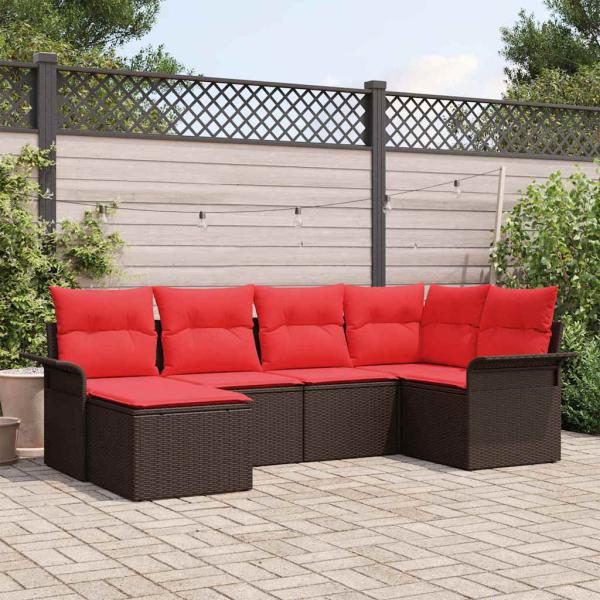 ARDEBO.de - Gartensofa-set 6 stk. Braun Poly-Rattan
