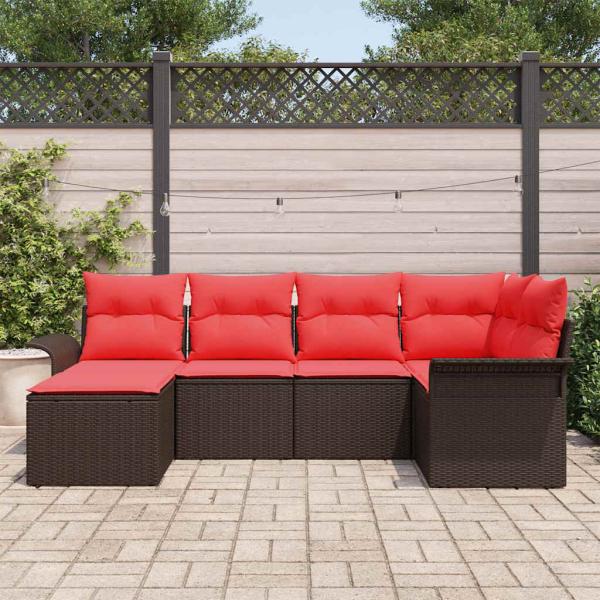 Gartensofa-set 6 stk. Braun Poly-Rattan