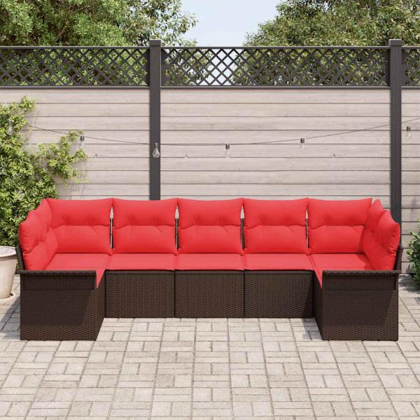 Gartensofa-set 7 stk. Braun Poly-Rattan