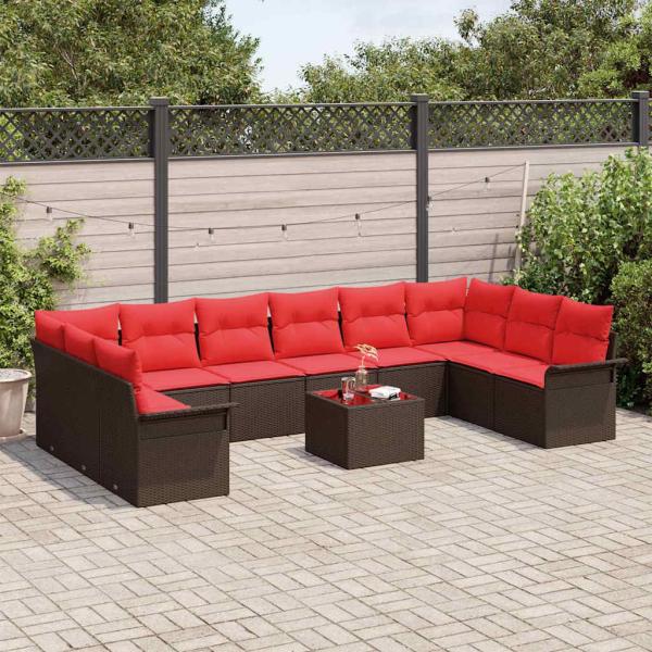 Gartensofa-set 11 stk. Braun Poly-Rattan