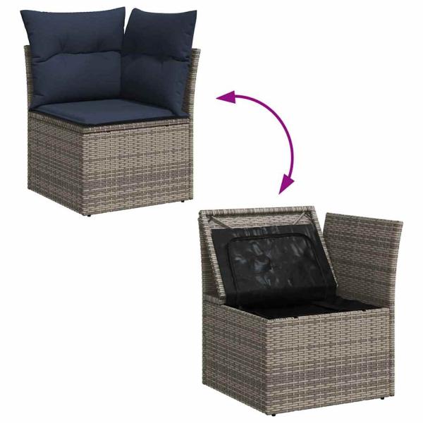 Garten-Sofa-Set mit Kissen 9 pcs Grau Poly Rattan