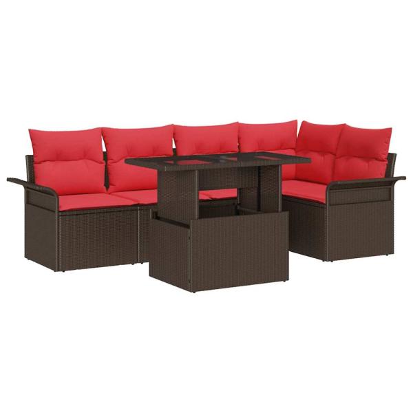 Gartensofa-set 6 stk. Braun Poly-Rattan