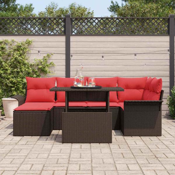 Gartensofa-set 7 stk. Braun Poly-Rattan