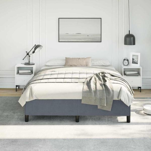 Bettgestell ohne Matratze Dunkelgrau 137x190 cm Samt