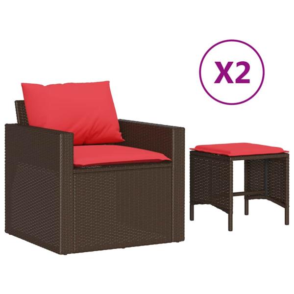 4-tlg. Garten-Sofagarnitur mit Kissen Braun Poly Rattan