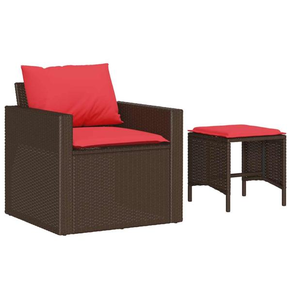 4-tlg. Garten-Sofagarnitur mit Kissen Braun Poly Rattan