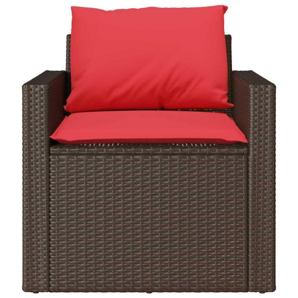 4-tlg. Garten-Sofagarnitur mit Kissen Braun Poly Rattan