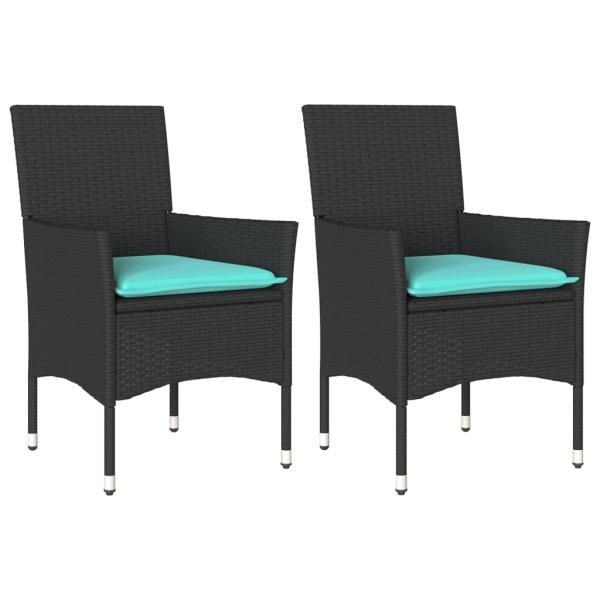 Gartenstühle mit Kissen 2 Stk. Schwarz Poly Rattan