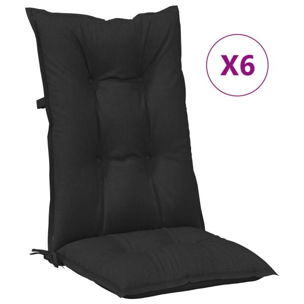 Set Hochlehner-Stuhlkissen 6 stk. Polyester Melange Schwarz