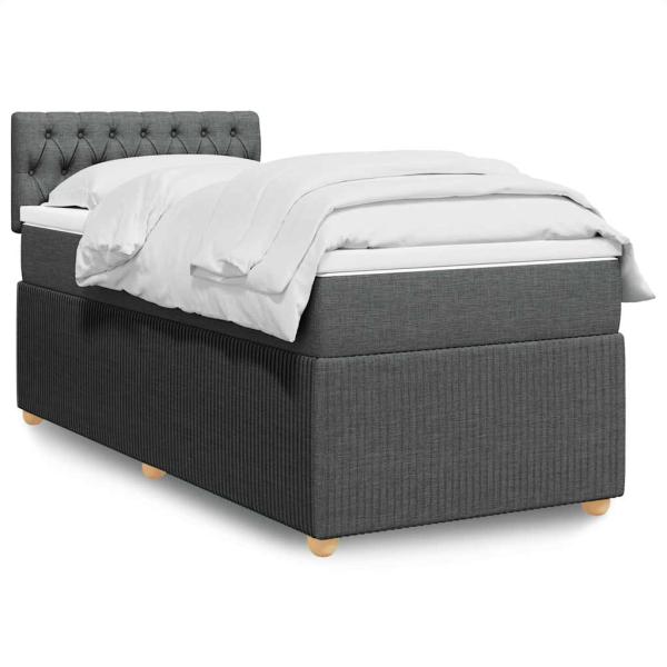 ARDEBO.de - Boxspringbett mit Matratze Dunkelgrau 90x200 cm Stoff
