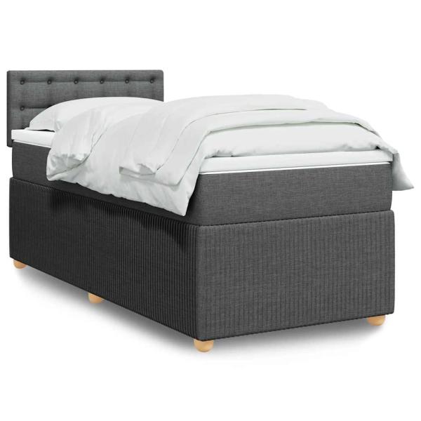 ARDEBO.de - Boxspringbett mit Matratze Dunkelgrau 90x200 cm Stoff