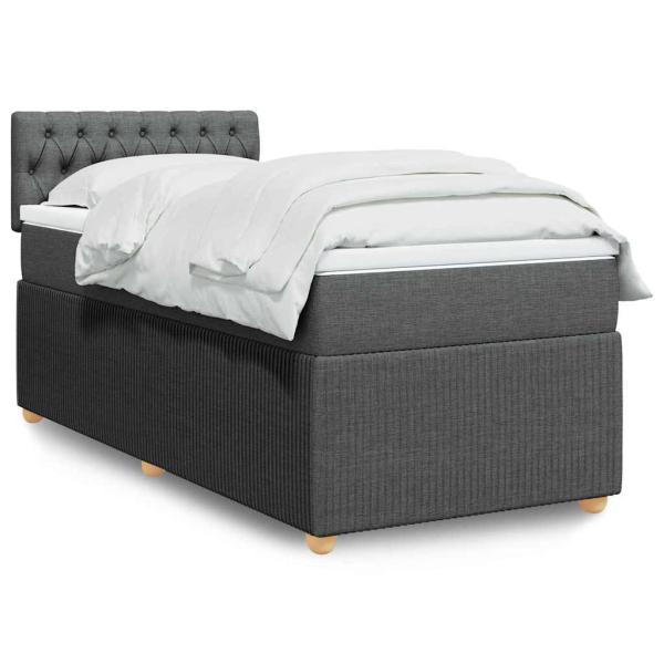 ARDEBO.de - Boxspringbett mit Matratze Dunkelgrau 90x200 cm Stoff