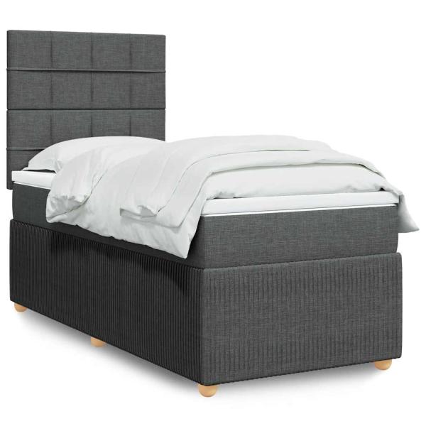 ARDEBO.de - Boxspringbett mit Matratze Dunkelgrau 90x200 cm Stoff
