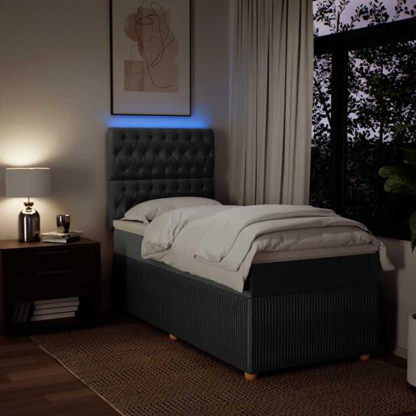 Boxspringbett mit Matratze Dunkelgrau 90x200 cm Stoff