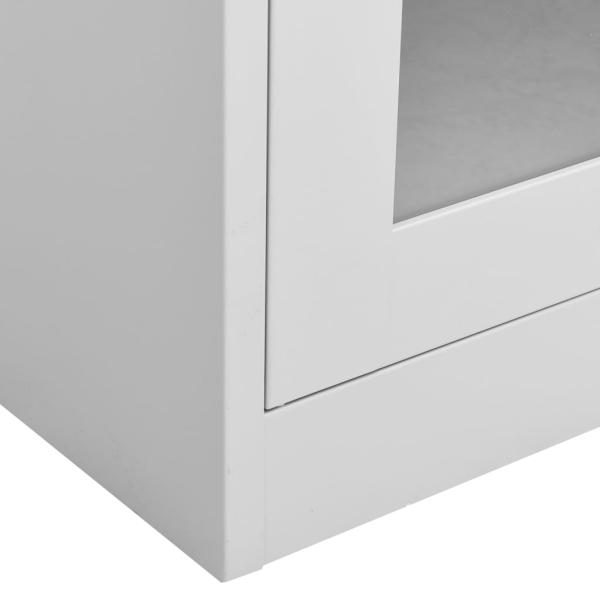 Büroschrank Hellgrau 90x40x180 cm Stahl und Gehärtetes Glas