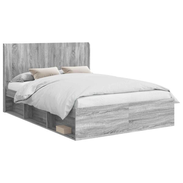 Bettgestell mit Stauraum und Kopfteil 2 Stk. Holzwerkstoff