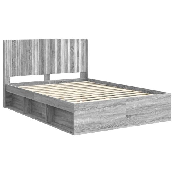 Bettgestell mit Stauraum und Kopfteil 2 Stk. Holzwerkstoff