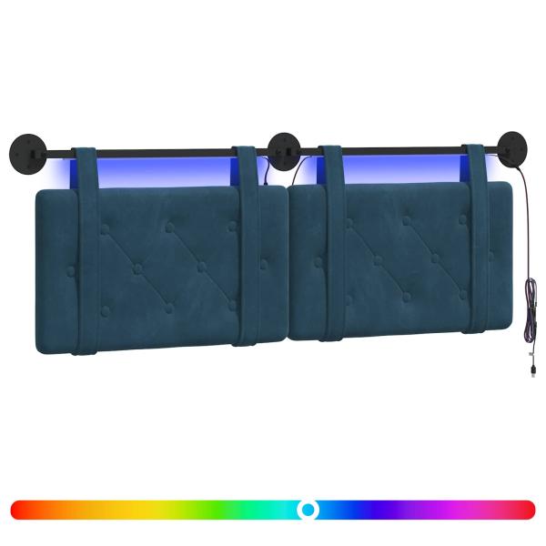 Hängendes Kopfteil Mit LED Licht Blau Samt