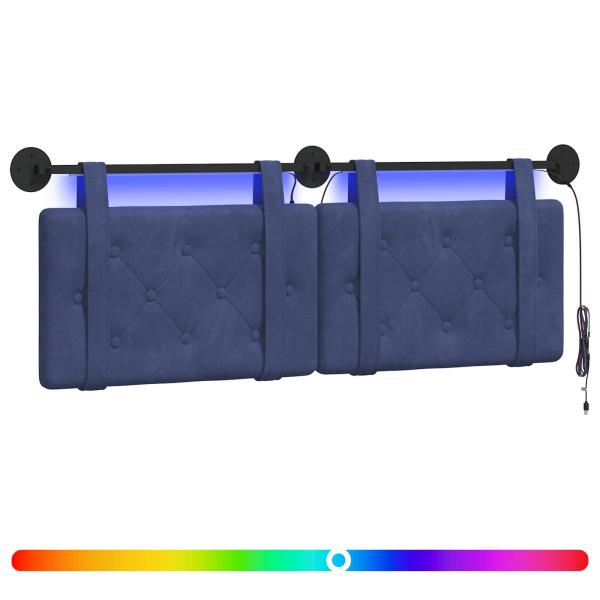 Hängendes Kopfteil Mit LED Licht Polizeiblau Samt