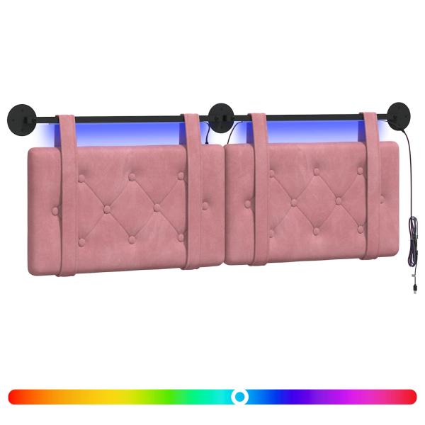 Hängendes Kopfteil Mit LED Licht Rosa Samt