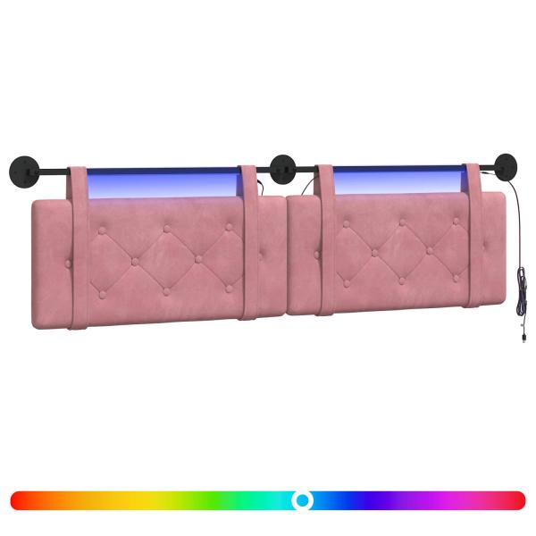 Hängendes Kopfteil Mit LED Licht Rosa Samt