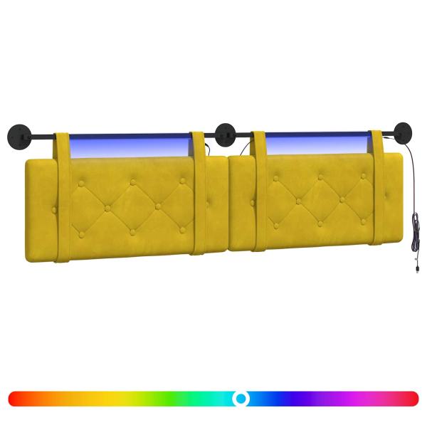 Hängendes Kopfteil Mit LED Licht Gelb Samt