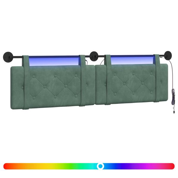 Hängendes Kopfteil Mit LED Licht Meergrün Samt