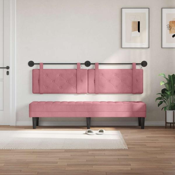 Hängendes Kopfteil Mit LED Licht Rosa Samt