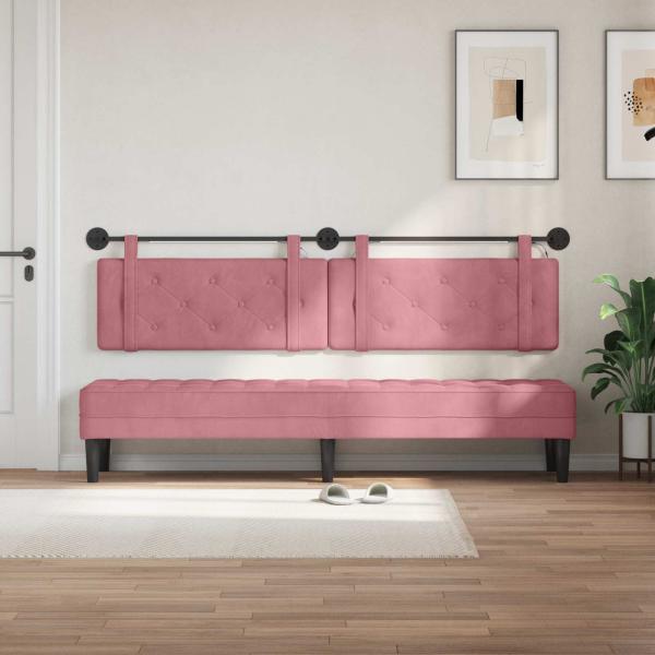 Hängendes Kopfteil Mit LED Licht Rosa Samt