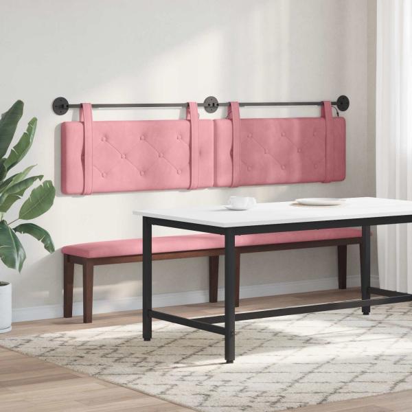 Hängendes Kopfteil Mit LED Licht Rosa Samt