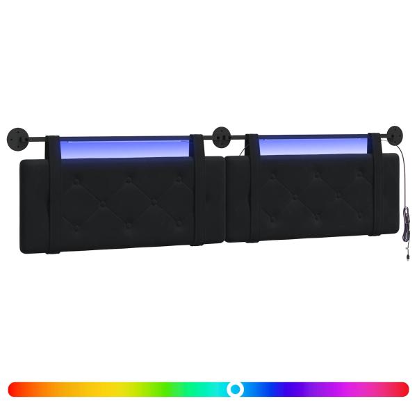 Hängendes Kopfteil Mit LED Licht Schwarz Samt