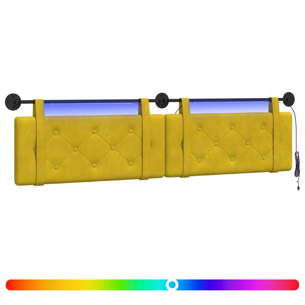 Hängendes Kopfteil Mit LED Licht Gelb Samt