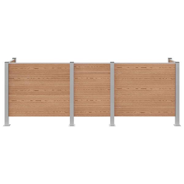 Mülltonnenzaun Braun 315 x 85 x 115 cm Aluminium und WPC