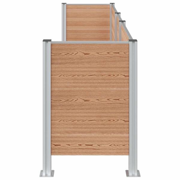 Mülltonnenzaun Braun 315 x 85 x 115 cm Aluminium und WPC