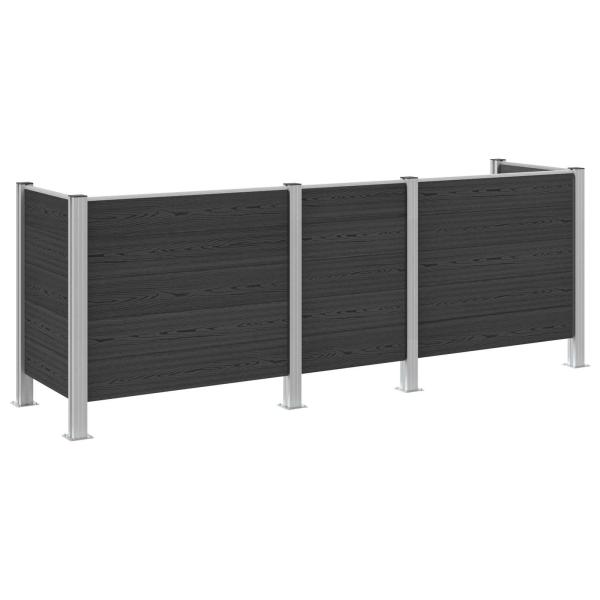 Mülltonnenzaun Grau 315 x 85 x 115 cm Aluminium und WPC