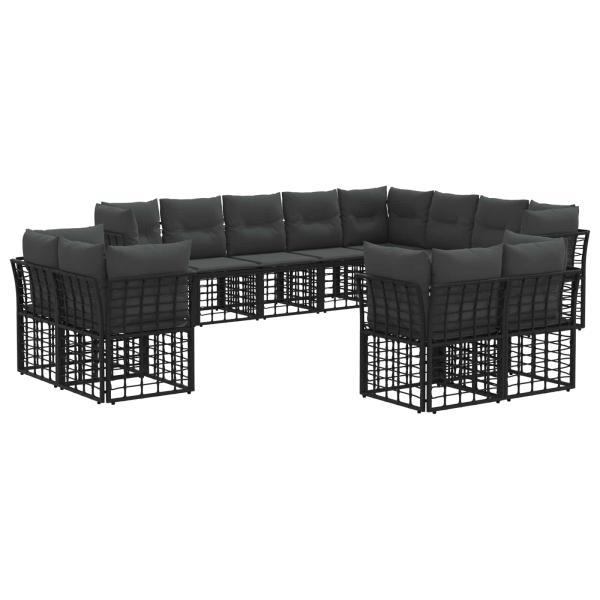 Outdoor-Sofagarnitur Schwarz und Dunkelgrau Polyester