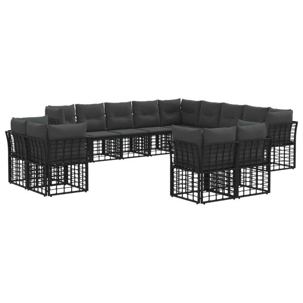 Outdoor-Sofagarnitur Schwarz und Dunkelgrau Polyester