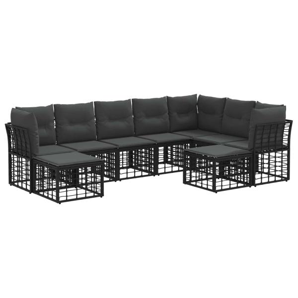 Outdoor-Sofagarnitur Schwarz und Dunkelgrau Polyester