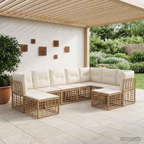ARDEBO.de - Outdoor-Sofagarnitur Natürlich und Cremweiß Polyester