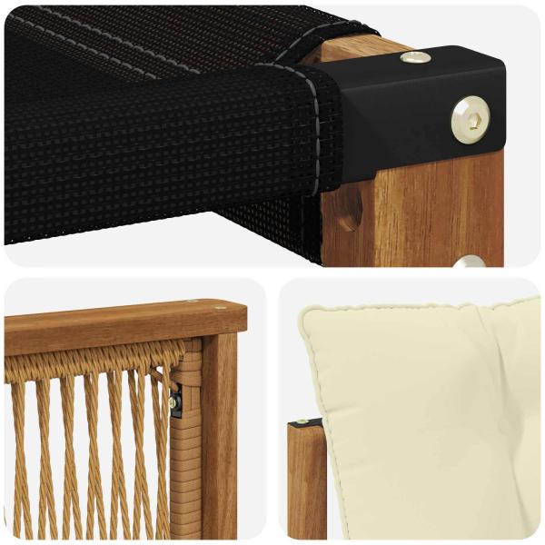 Outdoor-Sofagarnitur Massives Akazienholz und Textilene Natur