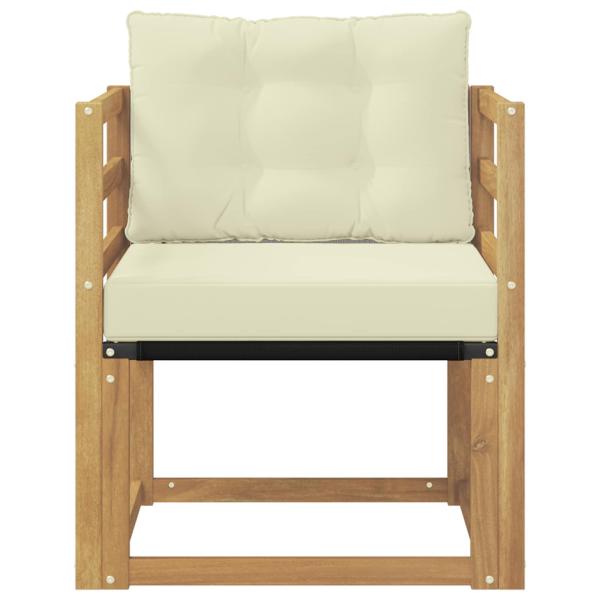 Outdoor-Sofa Massives Akazienholz und Textilene Weiß