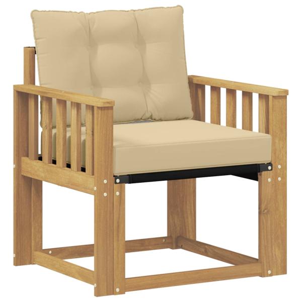Outdoor-Sofa Massives Akazienholz und Textilene Weiß