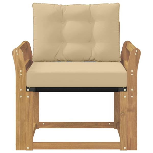 Outdoor-Sofa Massives Akazienholz und Textilene Weiß