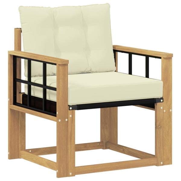 Outdoor-Sofa Massives Akazienholz und Textilene Weiß
