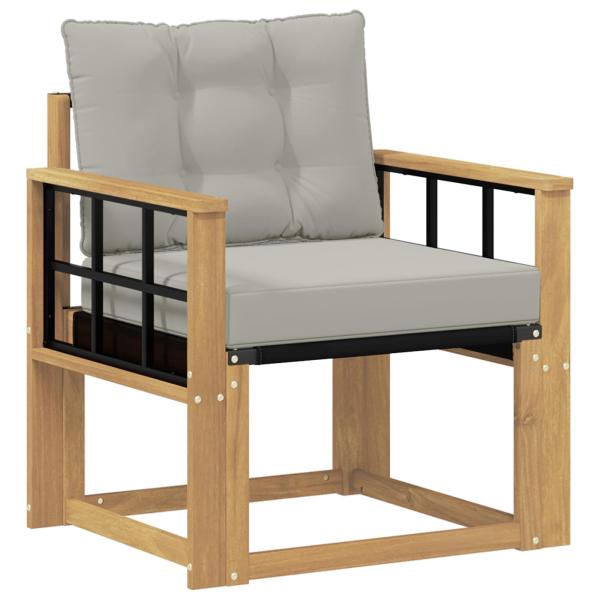 Outdoor-Sofa Massives Akazienholz und Textilene Weiß