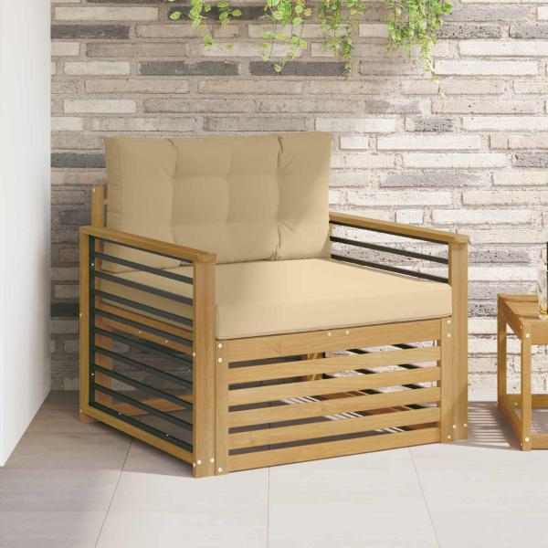 ARDEBO.de - Outdoor-Sofa Polyester Weiß und Beige