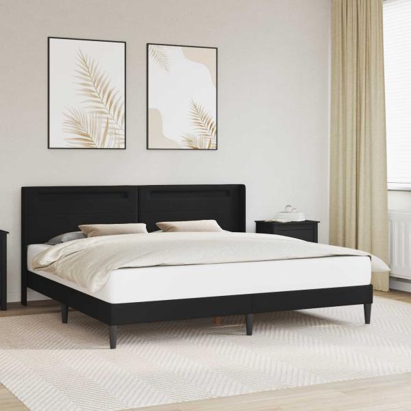 ARDEBO.de - Bettrahmen mit LED-Lichtleisten Schwarz 180 x 200 cm Kunstleder