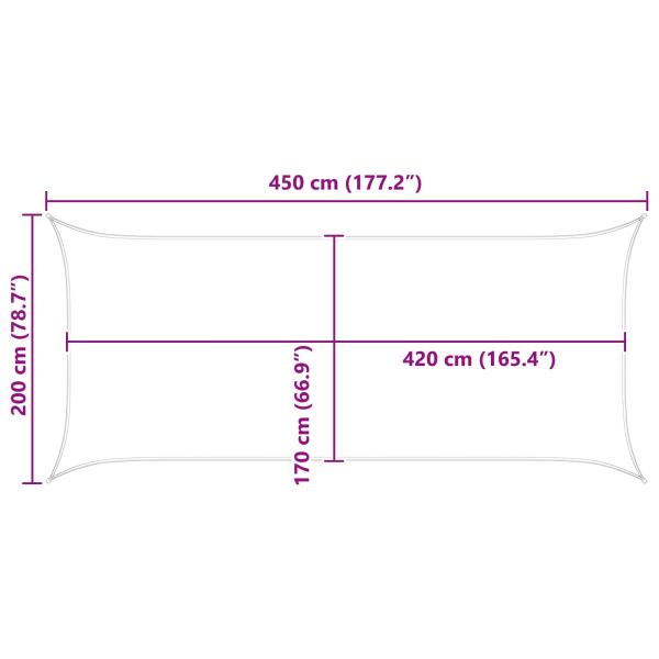 Sonnensegel Hellgrau und Weiß 4,5 x 2 m 100 % Polyester Oxford